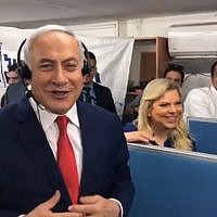 Prime Minister Benjamin Netanyahu calls a potential voter in a Facebook Live broadcast on April 9, 2019 (Screen grab via Facebook)