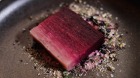 Compressed beetroot dish at Lesa for Melbourne trends video. Visit Victoria and Good Food.