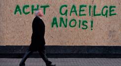Graffiti in Belfast calling for an Irish Language Act