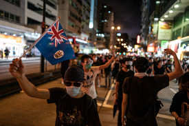 Protesters take part in a rally in Kowloon in Hong Kong on July 7.