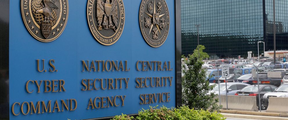 FILE - This June 6, 2013 file photo, shows the sign outside the National Security Administration (NSA) campus in Fort Meade, Md. A former National Security Agency contractor awaits sentencing in Baltimore’s federal court for storing two decades’ wort