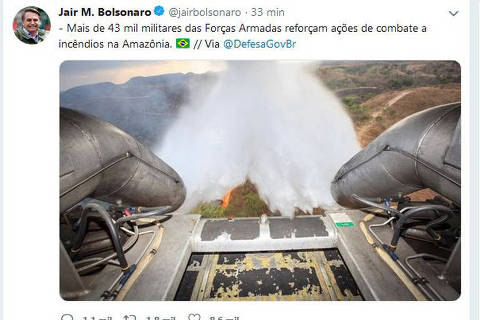Ministério usa foto velha para divulgar ação na Amazônia, e Bolsonaro compartilha