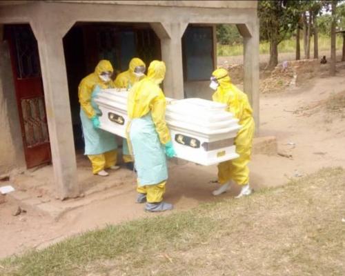   Ministry of Health burial team assists to send the deceased off in a safe a dignified burial
