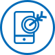 Icon of mobile phone with a bullseye