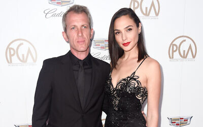Gal Gadot with her husband Yaron Versano at the Producers Guild Awards at The Beverly Hilton Hotel in Beverly Hills, California, January 20, 2018. (Frazer Harrison/Getty Images/via JTA)
