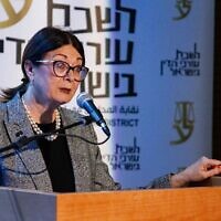 Supreme Court Chief Justice Esther Hayut speaks at an event in Nazareth, October 30, 2019. (Meir Vaknin/Flash90)