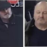Two men British police want to identify after verbal anti-Semitic attack on November 17, 2019 (Greater Manchester Police from CCTV footage)