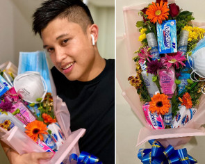 Filipino man wins Valentine&#039;s Day with anti-coronavirus bouquet