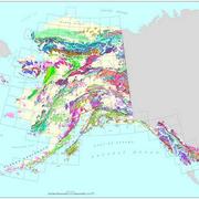 The Alaska Geologic Map shows the generalized geology of the state, each color representing a different type or age of rock