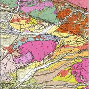 Excerpt of the geologic map of the Yucaipa quadrangle colored by they type of surficial deposits.