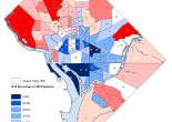 Map no. 2 illustrates patterns of change in where DC’s population lived between the two census years. The tracts used are those from the 1950 census. compiled by the author.
