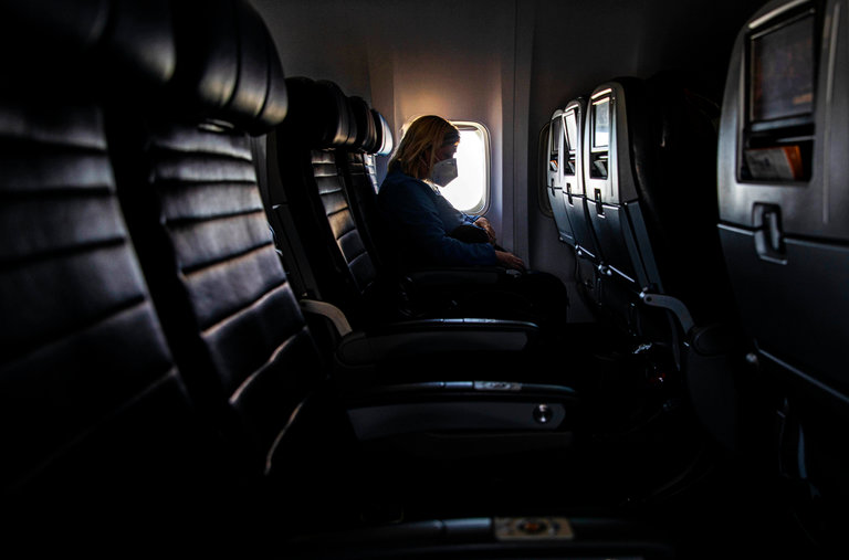 A flight from Chicago to New York in April. Even though the major U.S. airlines have dramatically slashed their schedules, they are averaging an anemic 23 passengers on each domestic flight.