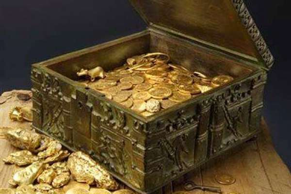 This undated photo provided by Forrest Fenn shows a chest purported to contain gold dust, hundreds of rare gold coins, gold nuggets and other artifacts. For more than a decade, the 82-year-old claims he has packed and repacked the treasure chest, before burying it in the mountains somewhere north of Santa Fe. (AP Photo/Jeri Clausing)