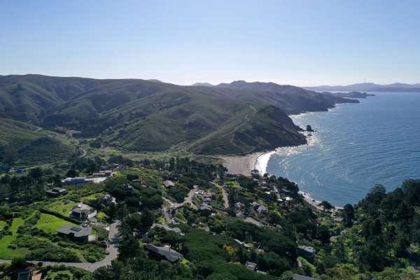 An aerial drone view of Muir Beach, which is closed because of the Coronavirus (COVID-19), on April 01, 2020 in Muir Beach, California. Officials in seven San Francisco Bay Area counties have extended the shelter in place order until May 1 in an attempt to slow the spread of the virus.