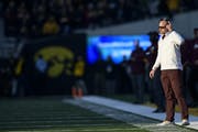 Gophers coach P.J. Fleck watched his team in the first half at Iowa on Saturday.