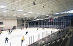 Wild players practicing at Tria Rink in 2018.