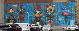 Mural on Arch Street near Convention Center with the theme of water