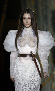 Bella Hadid rocked a dagger-embellished leather belt while walking the Vivienne Westwood Fall 2020 runway.