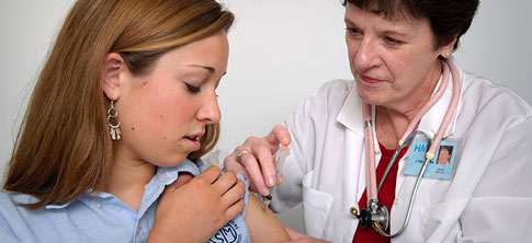 Girl getting immunized