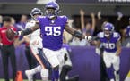 Minnesota Vikings defensive end Ifeadi Odenigbo ran with the ball after recovering the ball from Chicago in the fourth quarter.