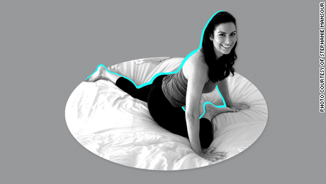 PBS host Stephanie Mansour of &quot;Step It Up With Steph&quot; shares a nighttime yoga routine for better sleep. Shown here is pigeon pose.