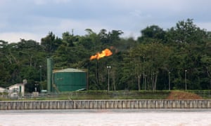 Oil installation along the Napo river, Ecuador.