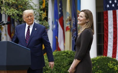 President Donald Trump introduced Judge Amy Coney Barrett as his Supreme Court nominee at the White House on Saturday.