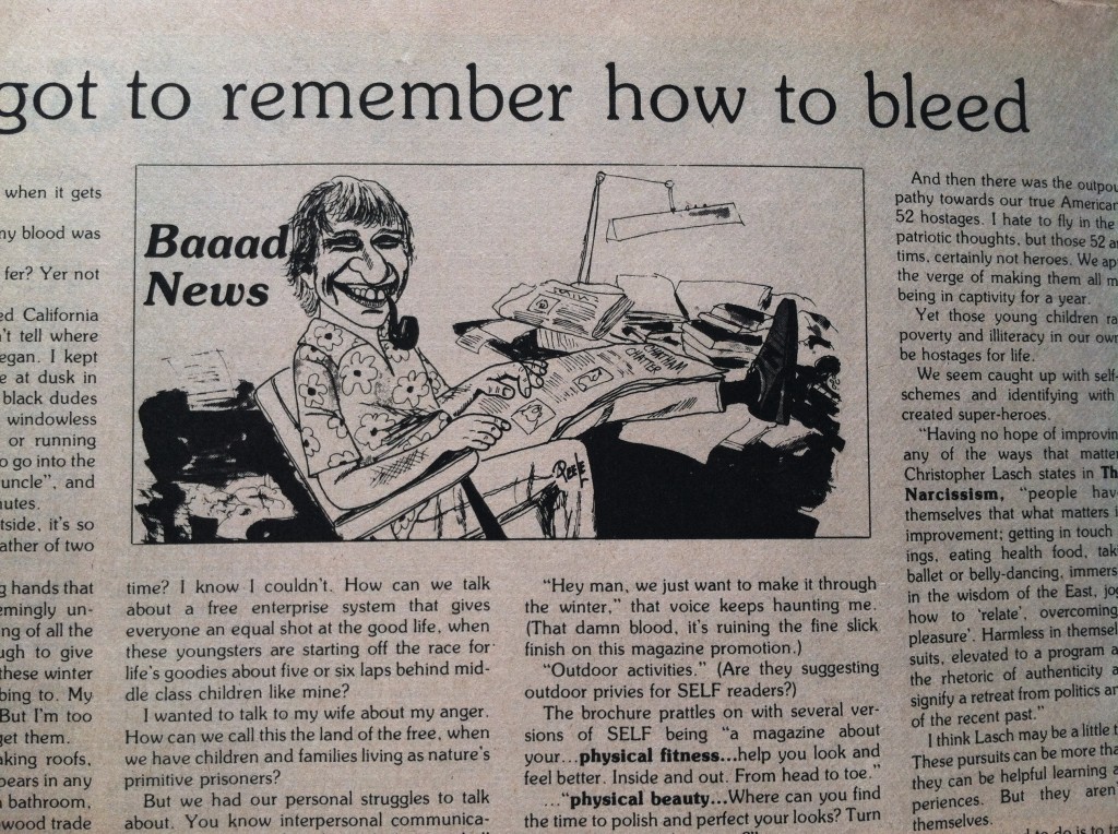 Jeffrey Starkweather depicted in the header for his column, "Baaad News."