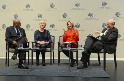 Ambassador Cathy Russell joins Ambassador Johnnie Carson, Sweden Foreign Minister Margot Wallstrom, and Ambassador Donald Steinberg for a panel on Global Security and Gender at the United States Institute of Peace. 