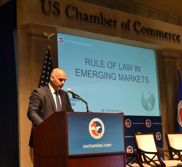 Special Representative Haider discusses Rule of Law in Emerging Markets at the U.S. Chamber of Commerce meeting in Washington, DC.