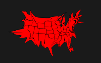 An illustration of a warped U.S. map
