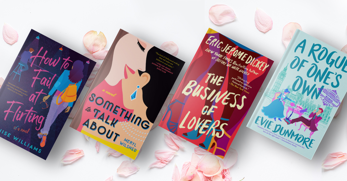 Book Covers for How to Fail at Flirting, Something to Talk About, The Business of Lovers, A Rogue of One's Own