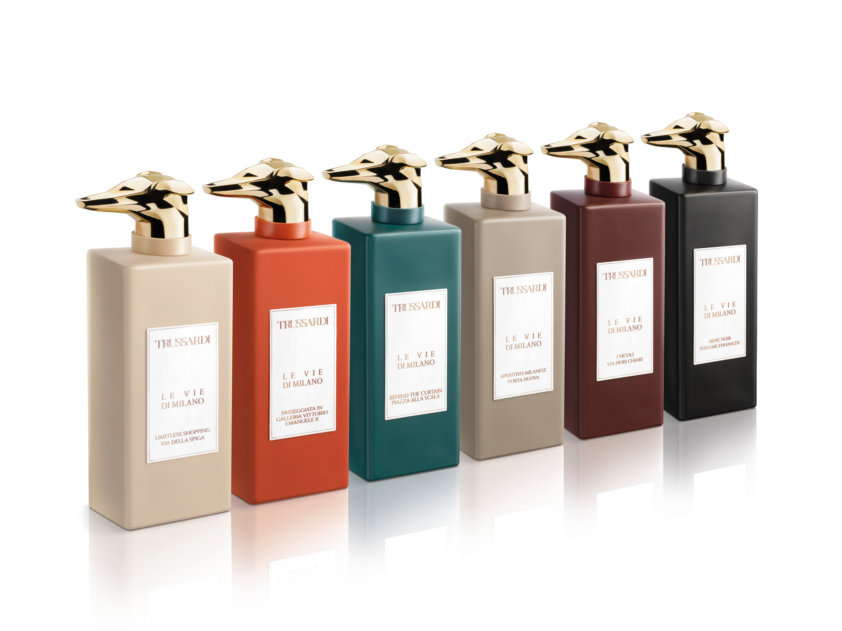 The Trussardi "Le Vie di Milano" collection of fragrances.
