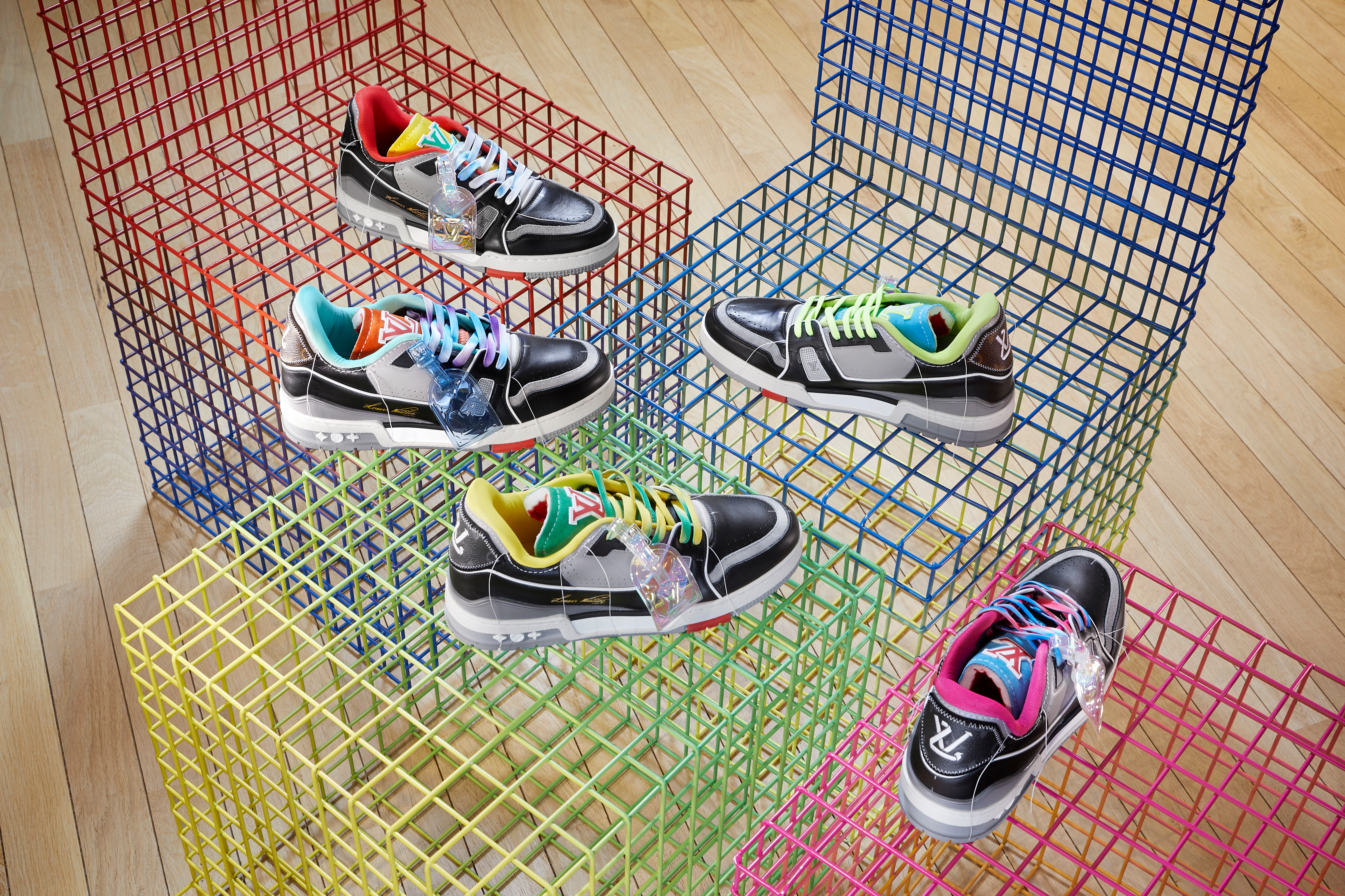 A selection of Louis Vuitton sneakers designed by Virgil Abloh.