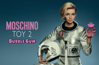 Stella Maxwell in the Moschino Toy 2 Bubble Gum fragrance campaign.