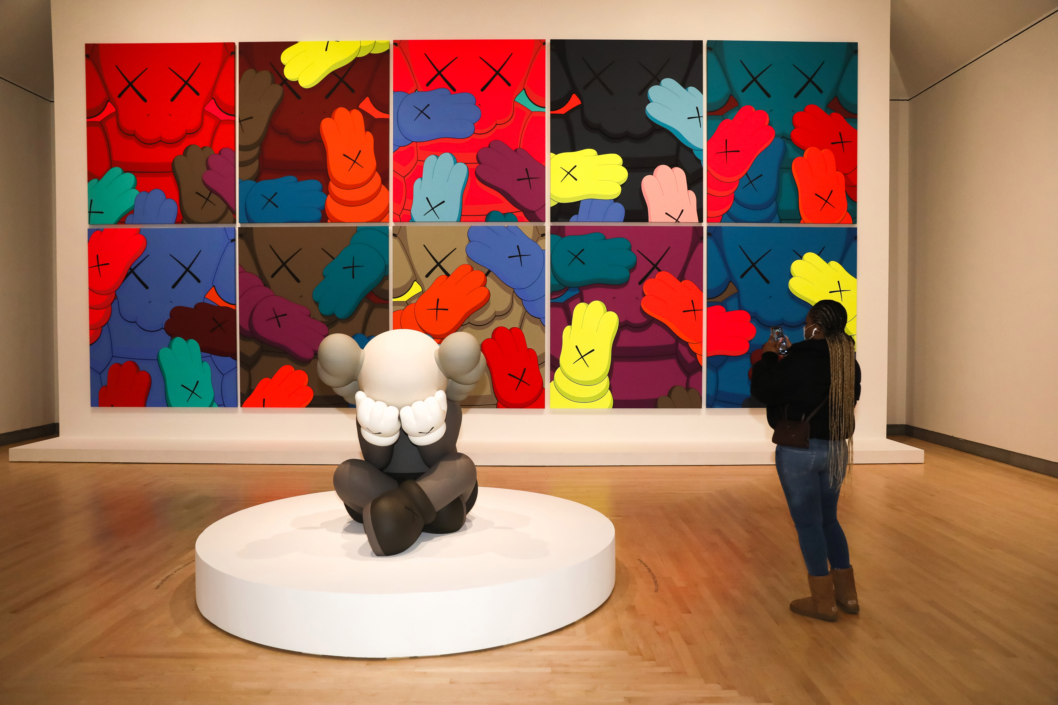 Installation view of "Kaws: What Party" at Brooklyn Museum.