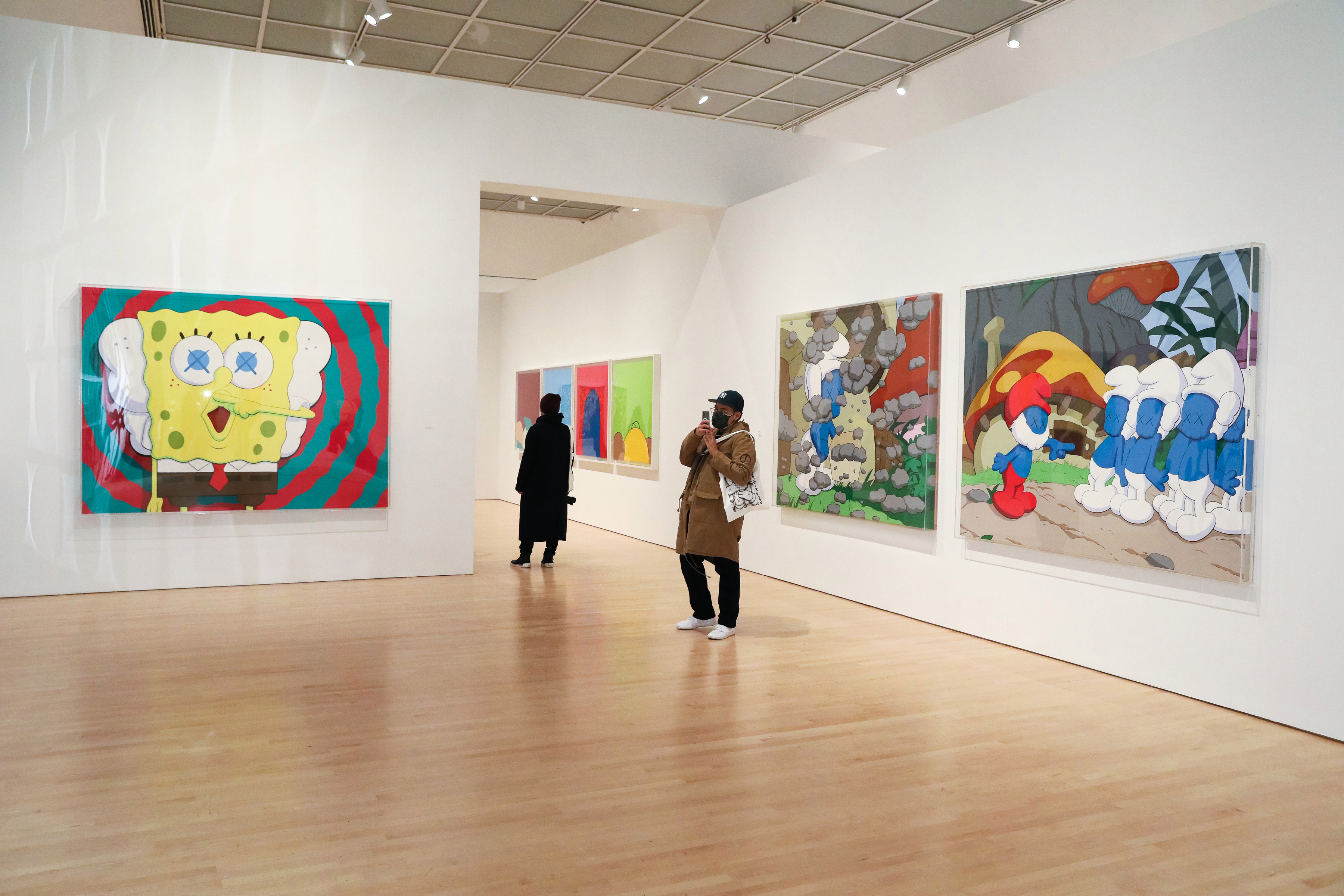 Installation view of "Kaws: What Party" at Brooklyn Museum.