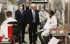 Vice President Mike Pence visits the molecular testing lab at Mayo Clinic Tuesday, April 28, 2020, in Rochester, Minn., where he toured the facilities