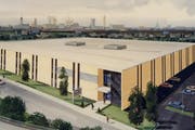 Rendering shows the Control Data Corp. Northside plant in Minneapolis before its construction in 1967 and 1968. The plant closed when the company decl