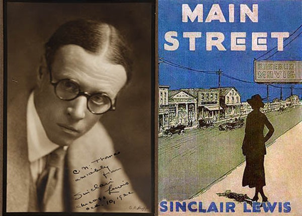 Left, Sinclair Lewis inscribed his photo “amiably” to Chicago Sun literary critic C. N. Thomas, and it’s dated “Chicago, Oct. 10, 1922.” Rig