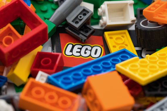 Lego makes almost 100,000 tonnes of plastic bricks a year and is trying to make a product using plant-based material [File: Chris Ratcliffe/Bloomberg]