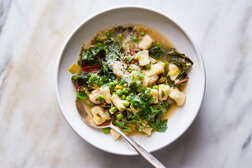 Image for One-Pot Braised Chard With Gnocchi, Peas and Leeks