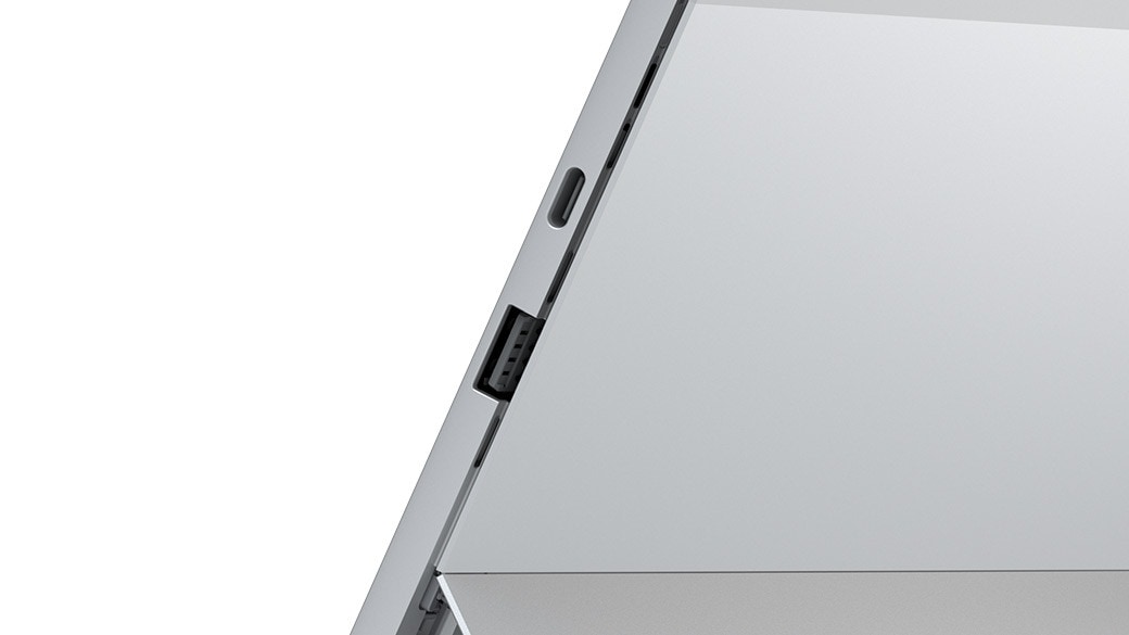 A close-up view of the ports on Surface Pro 7+