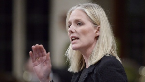 Minister Catherine McKenna speaks during question period in the House of Commons on Parliament Hill in Ottawa on October 25, 2018. THE CANADIAN PRESS/Adrian Wyld