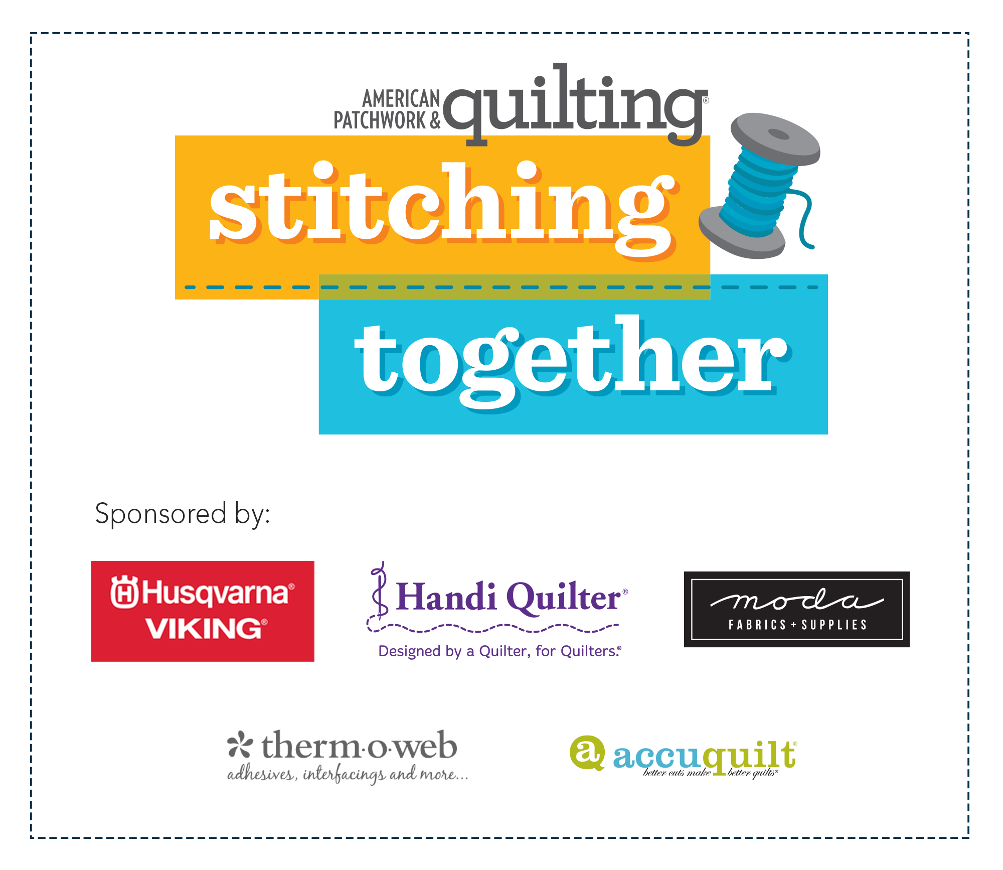 Stitching Together Logo with Sponsors