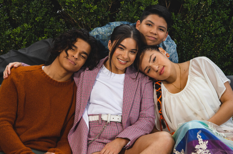 From Left: D&rsquo;Pharoah Woon-A-Tai, Devery Jacobs, Lane Factor and Paulina Alexis play four small-time teenage crooks who dream of a better life in &ldquo;Reservation Dogs.&rdquo;