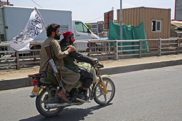 Taliban fighters in Kabul on Monday.