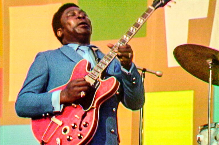 B.B. King at the 1969 Harlem Cultural Festival, as seen in “Summer of Soul.”