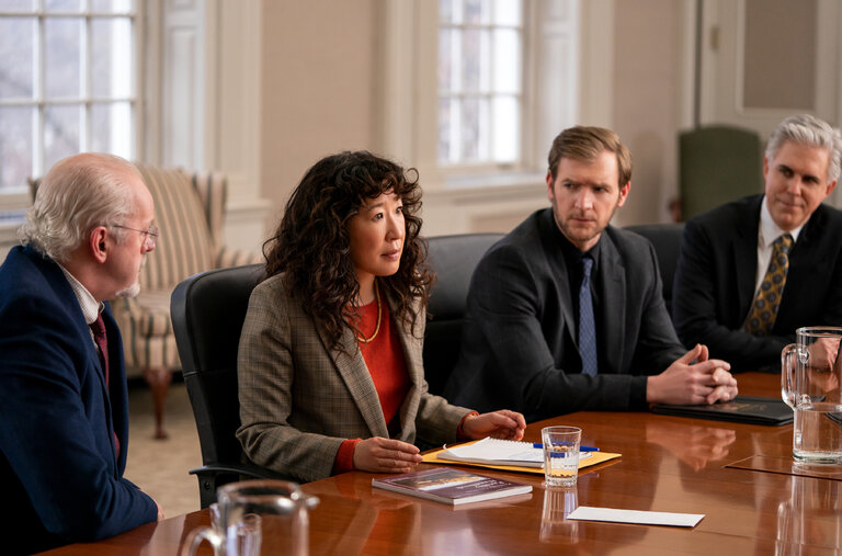 Sandra Oh leads the cast of the new dramedy series “The Chair” as an embattled professor at a prestigious university.
