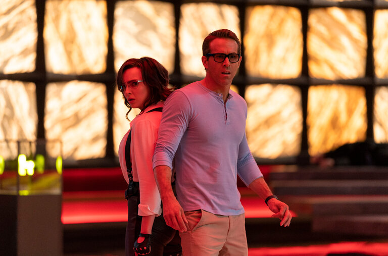Jodie Comer and Ryan Reynolds in “Free Guy,” an action comedy directed by Shawn Levy.
